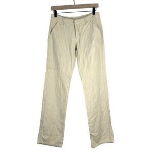 DA-NANG Cream Pin Striped Trouser Pants Stitching Straight Leg Size XS